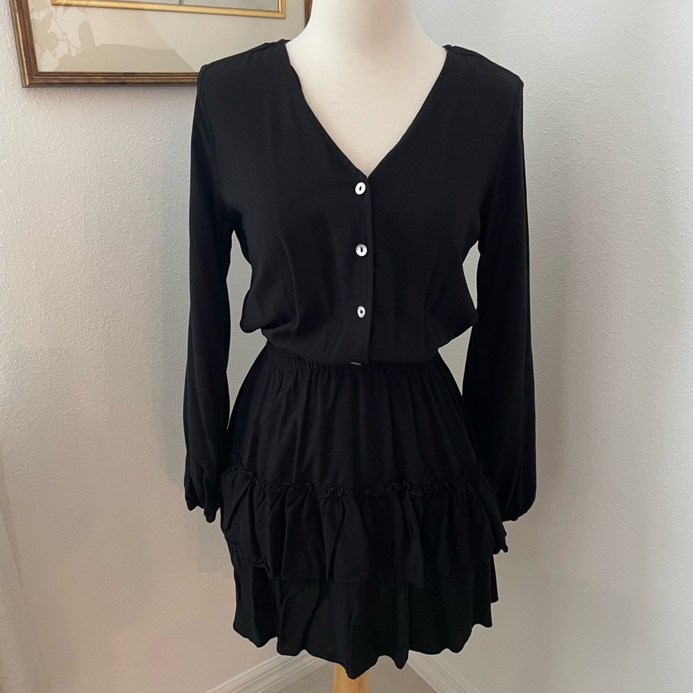 Elegant Black Button-Down Dress